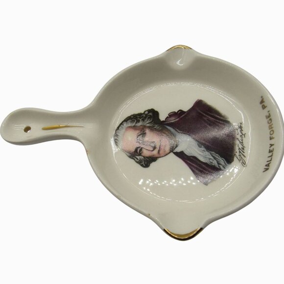 GEORGE WASHINGTON Ceramic ASHTRAY Trivet Valley Forge PA Vintage - Picture 4 of 10